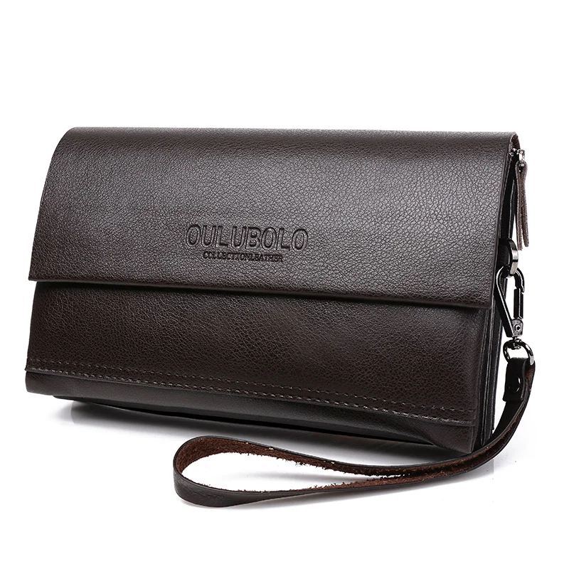 Genuine Leather Men's Standard Long Wallet Cartera Hombre Male Handy Bags Clutch Purse Men Monederos Wallets Luxury Famous Brand