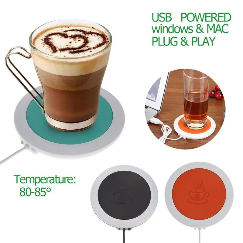 PU Heat resistant Electric Insulation Coaster USB Warm Cup Mat Warmer Pad Heating Device Office