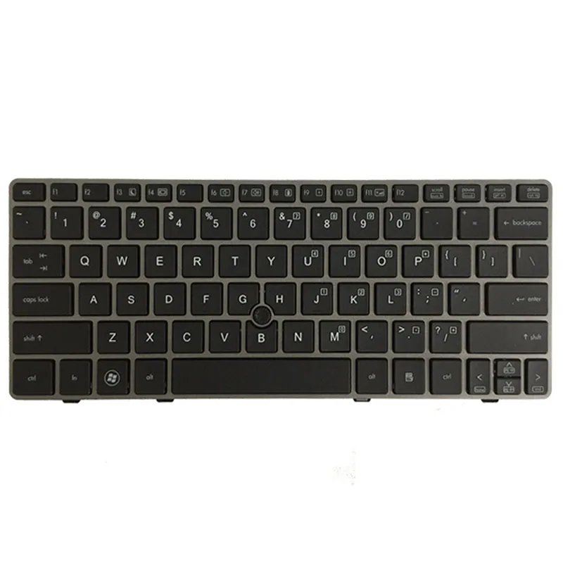 TB® Replacement For HP EliteBook 2560 2560p 2570 UK Keyboard with Silver Frame Central Pointer Model 701979-031 700948-031 651390-031 Comes with One Year Warranty