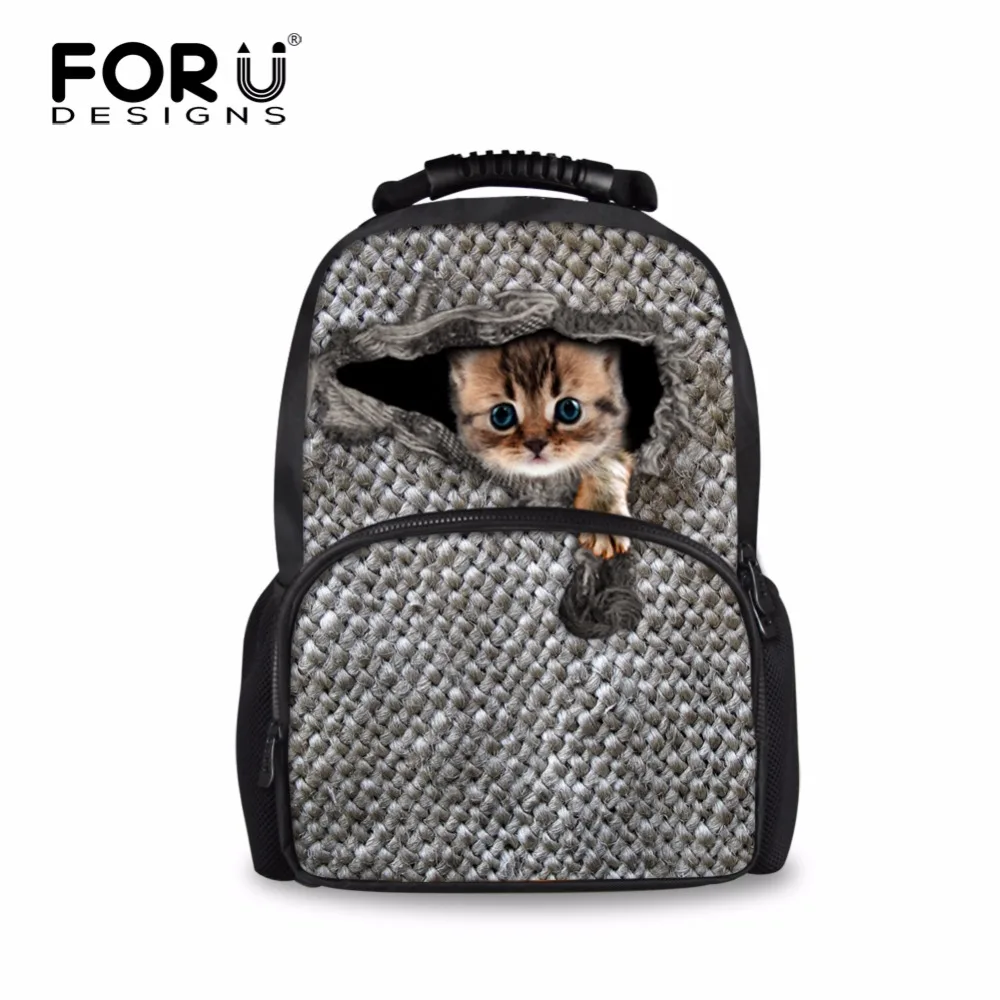 Forudesigns/серый милые животные школьная сумка большой Фетр ноутбук рюкзак для Студенты Прохладный Колледж 3D кошка ранцы Рюкзак