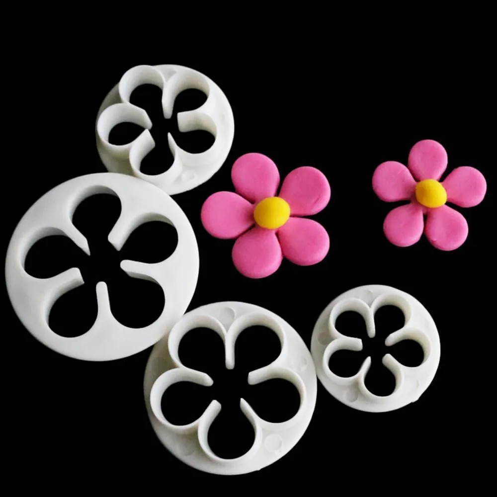 Fondant Cake Tool 4pcs Plum Blossom Rose Embossing Die Cutting Mold