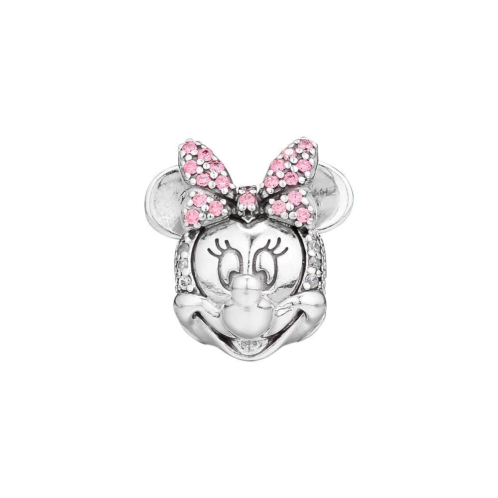 

Pandulaso Shimmering Minnie Portrait Clip sterling silver jewelry Woman DIY Fit European Charms Bracelets Female Fashion Beads
