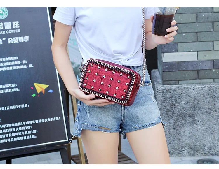 NIGEDU brand Small chain flap Crossbody Bag Female messenger bag Stella Star rivets Shoulder bag 2018 high quality Clutch purse Handbags (14)