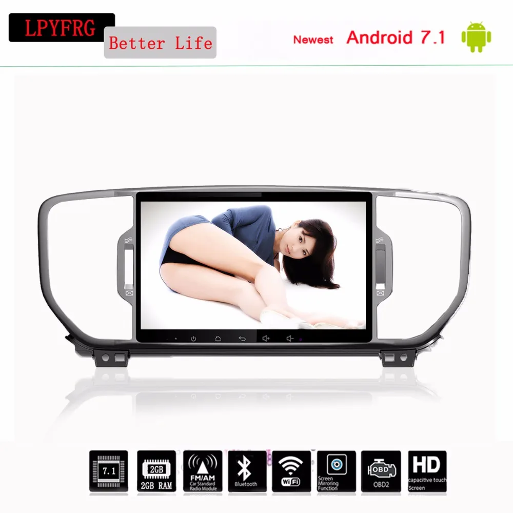Clearance Android 9.0 4GB 1024x600 Car DVD GPS for Kia Sportage 2016 2017 Head Unit GPS Tape Recorder with Stereo Radio Steering wheel Map 1