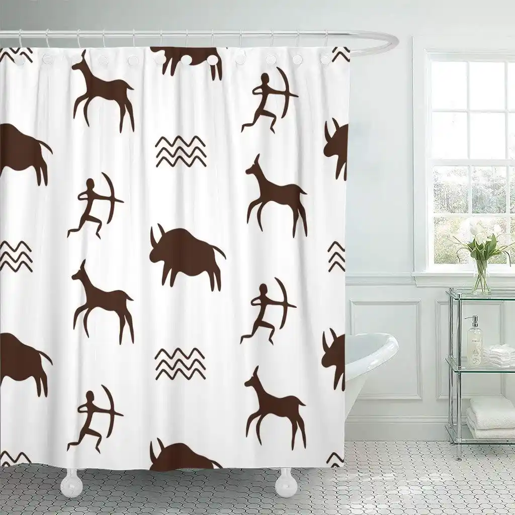 Shower Curtains Bathroom Curtain Primitive With Cave Drawings Shower Curtains Bathroom Curtain