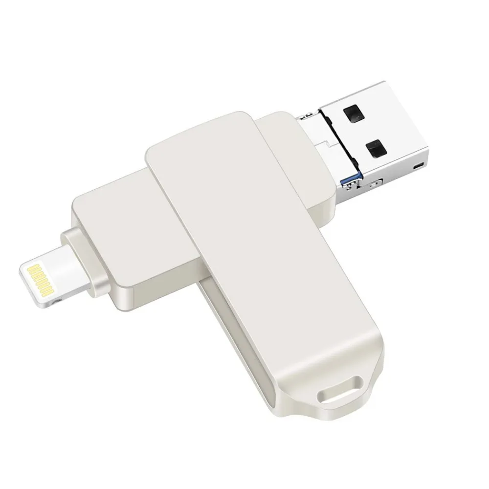 Флеш USB 3,0 para 32G iPhone 3 en 1 OTG Jump Drive, 64G 128G 256G Memoria externa Micro USB para iPad, iOS, Android, PC