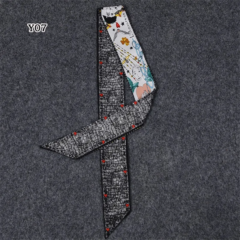 2018 New Skinny Scarf Constellation Print Women Silk Scarf Small Handle Bag Ribbons Female Headband Small Long Scarves & Wraps
