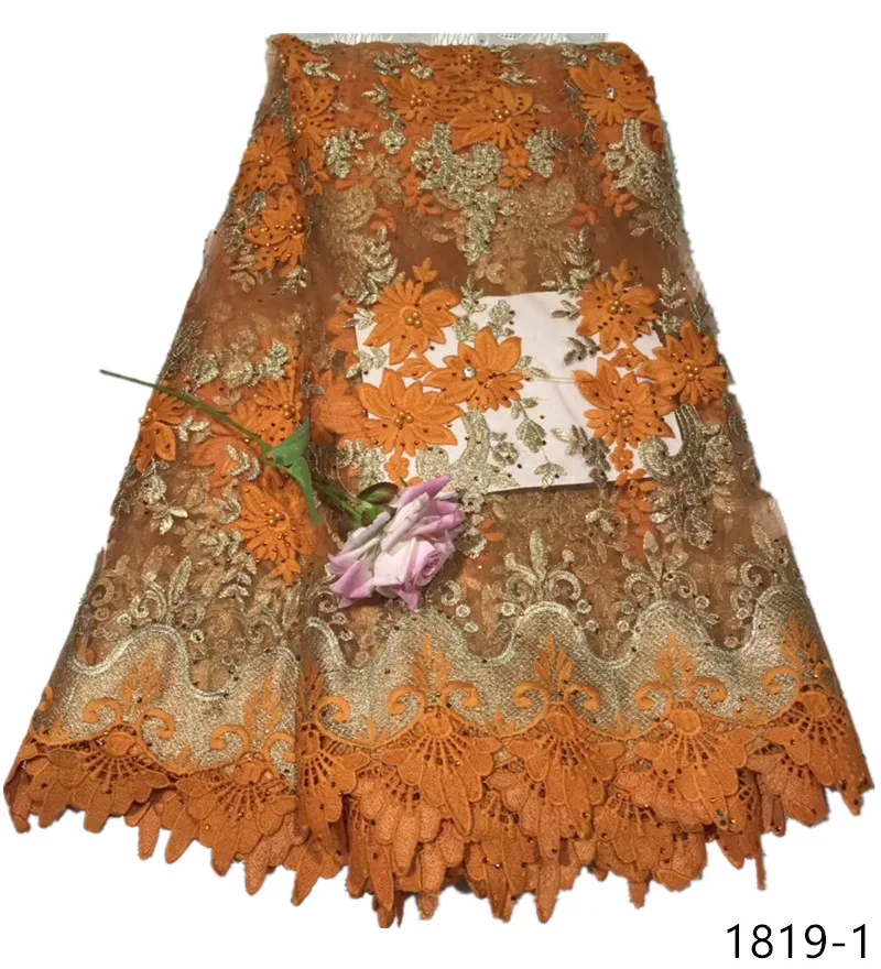 

2019 Latest African Guipure Laces Fabrics Embroidered African French Lace Fabric High quality French Net tulle Lace Fabric 1819