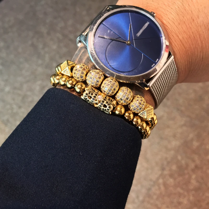 

Mcllroy bracelet men/stainless steel beads/gold/luxury/charms bracelets for women cz zircon custom bracelet 2019 jewelry male