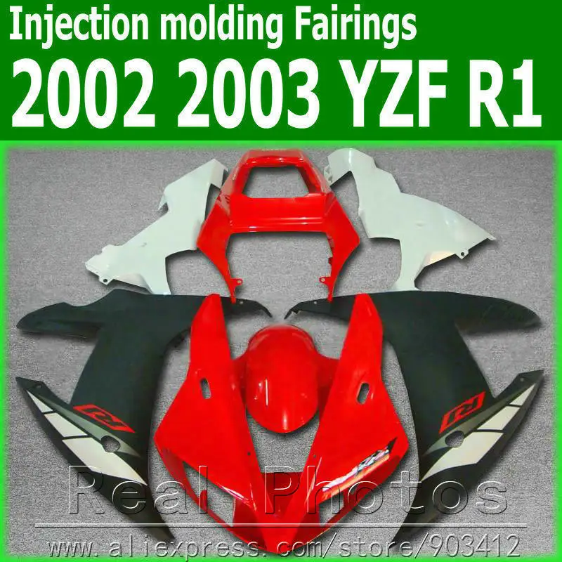 Комплект обтекателей для мотоцикла YAMAHA YZFR1 2002 2003 Красный Белый Черный YZF R1 02 03