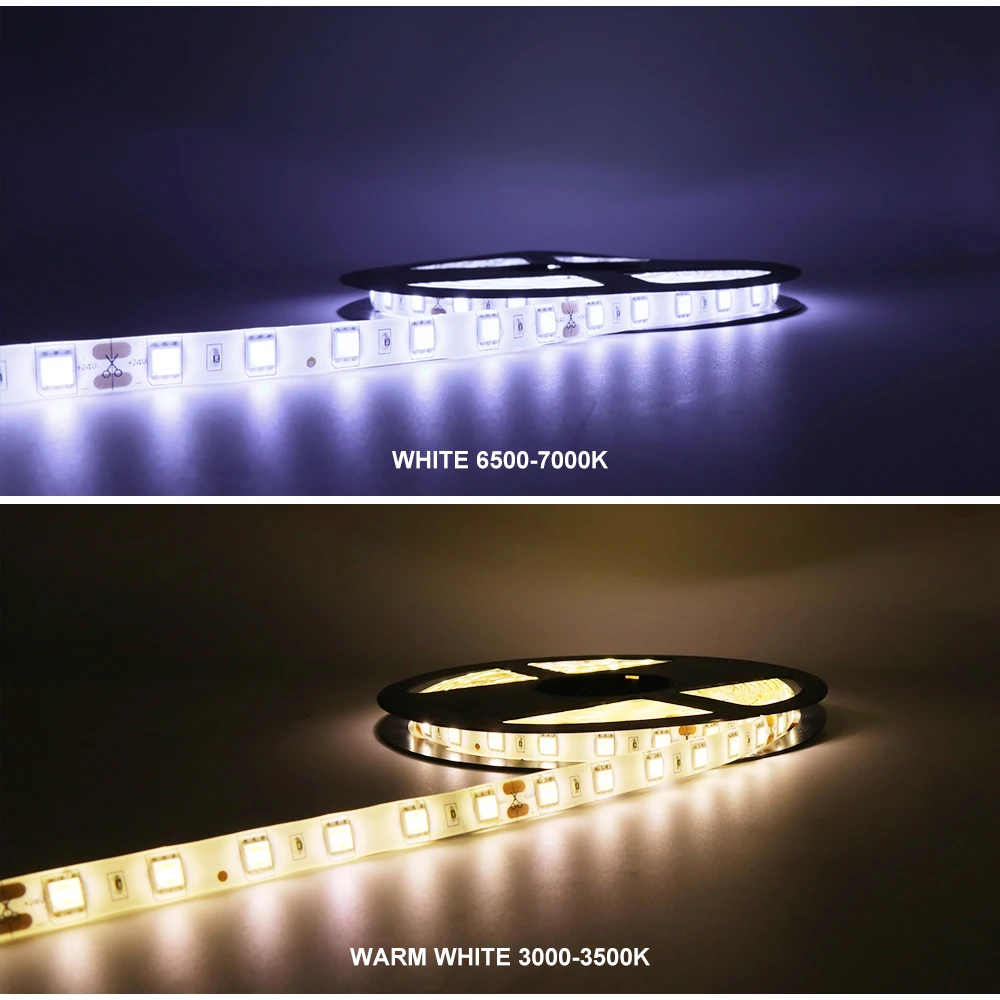 DC24V СВЕТОДИОДНАЯ лента SMD 5050 60 светодиодов/м 5 м Гибкая полоса света IP20/IP65