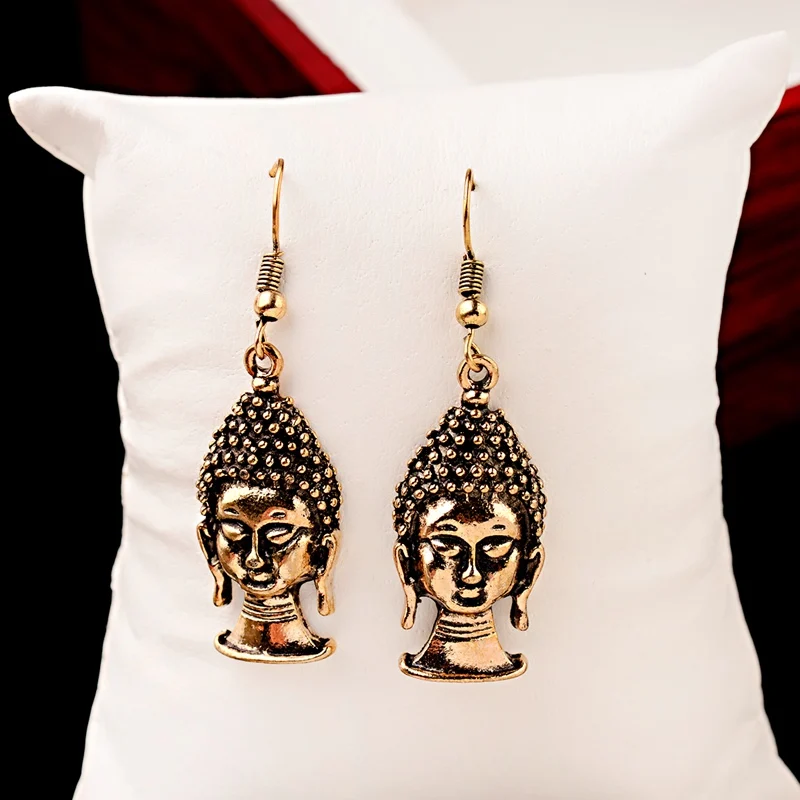 

2019 Silver/Gold Buddha Dangle Earrings Women Fashion Ethnic Indian/Thailand Buddha Earrings Jhumka Earrings HQE275