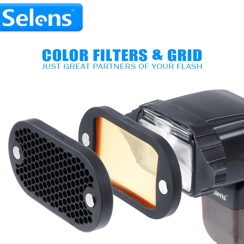 Selens вспышка Speedlight сотовая сетка рассеиватель Отражатель с магнитной гелиевой лентой 7 шт. фильтры набор аксессуаров для вспышки