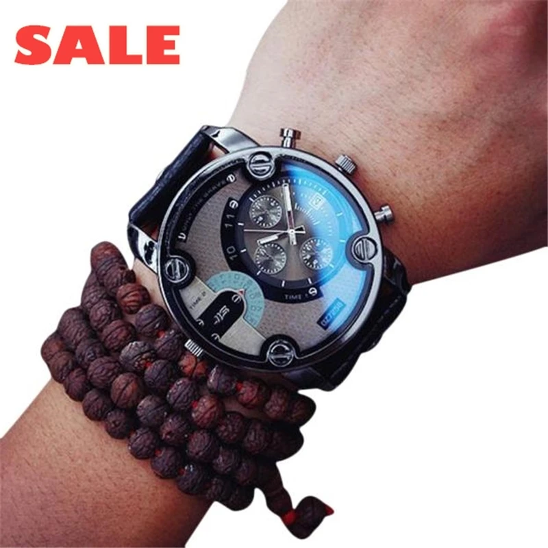

Hot selling Big Dial Popular Design Fashion Casual Men Boy Student Leather Round Cool Analog Quartz Wrist Watch Watches xfcs