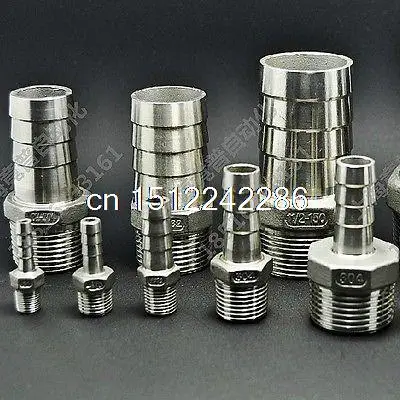 

2pcs 304 Stainless Steel Hose Barb 6MM x 1/8" Male BSPT Thread Pipe Connectors