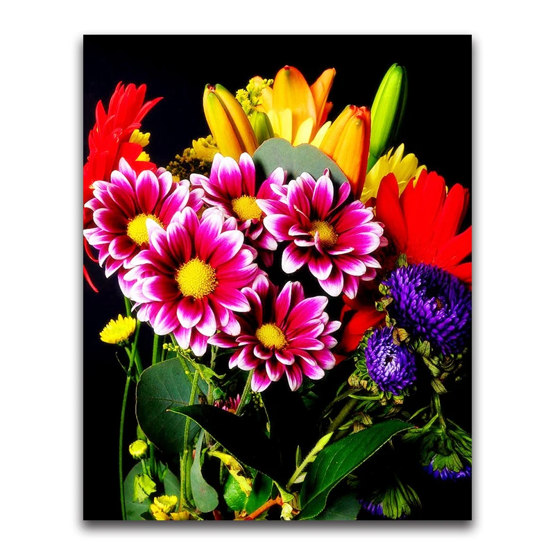 Full Square Diamond embroidery Cross stitch flowers DIY 3D Diamond painting tulip Full Round Diamond mosaic chrysanthemum