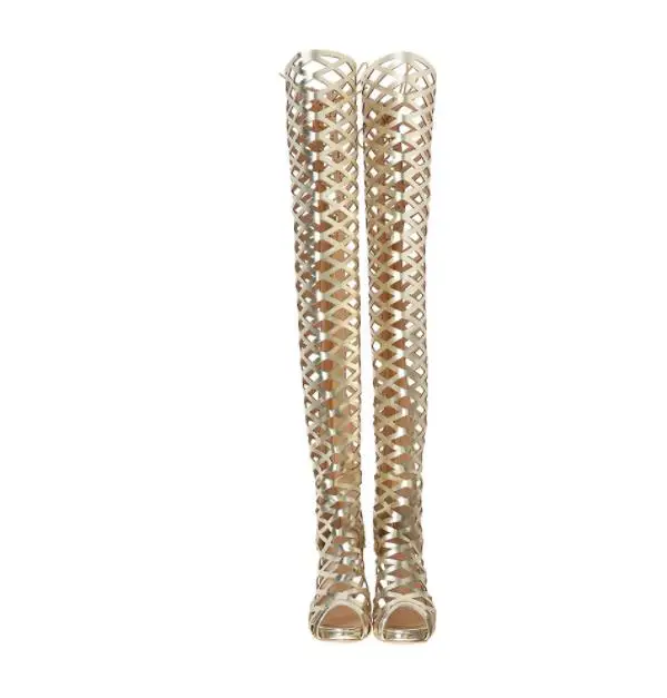 

Expedited fast selling European and American foreign trade code sexy hollow Rome ultra-high heel long tube female shoe boots.