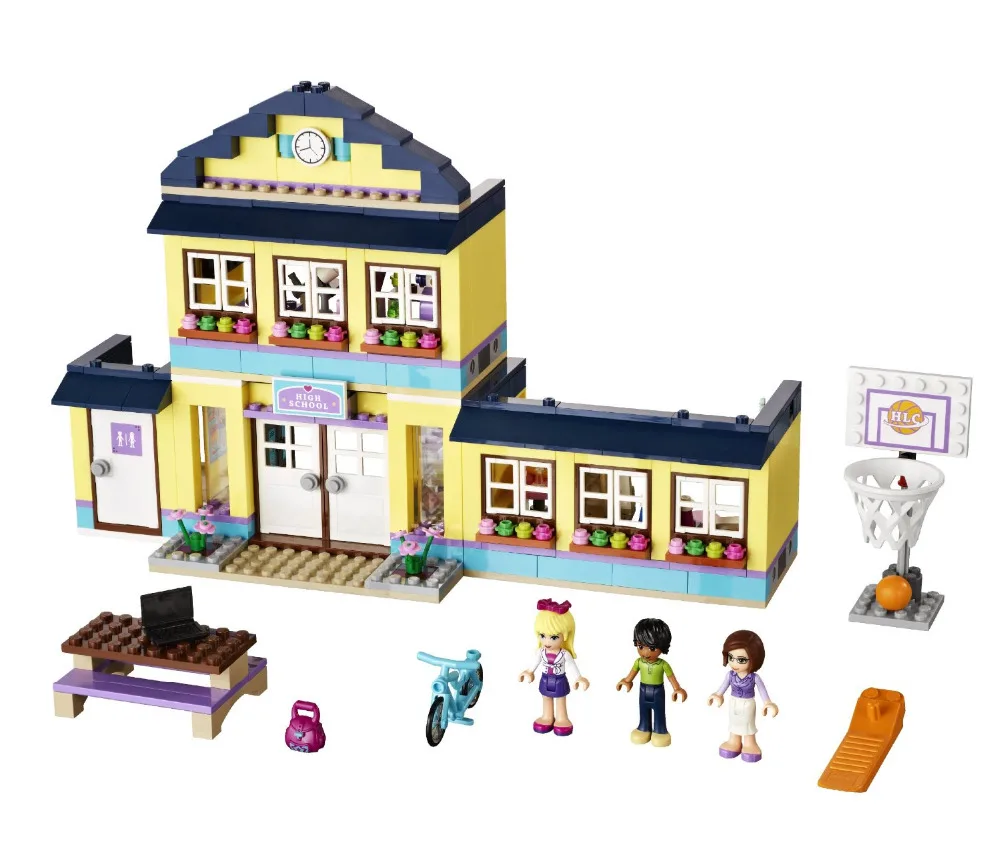 BELA Friends Series Heartlake High School Building Blocks Classic For Girl Kids Model Toys Minifigures Marvel