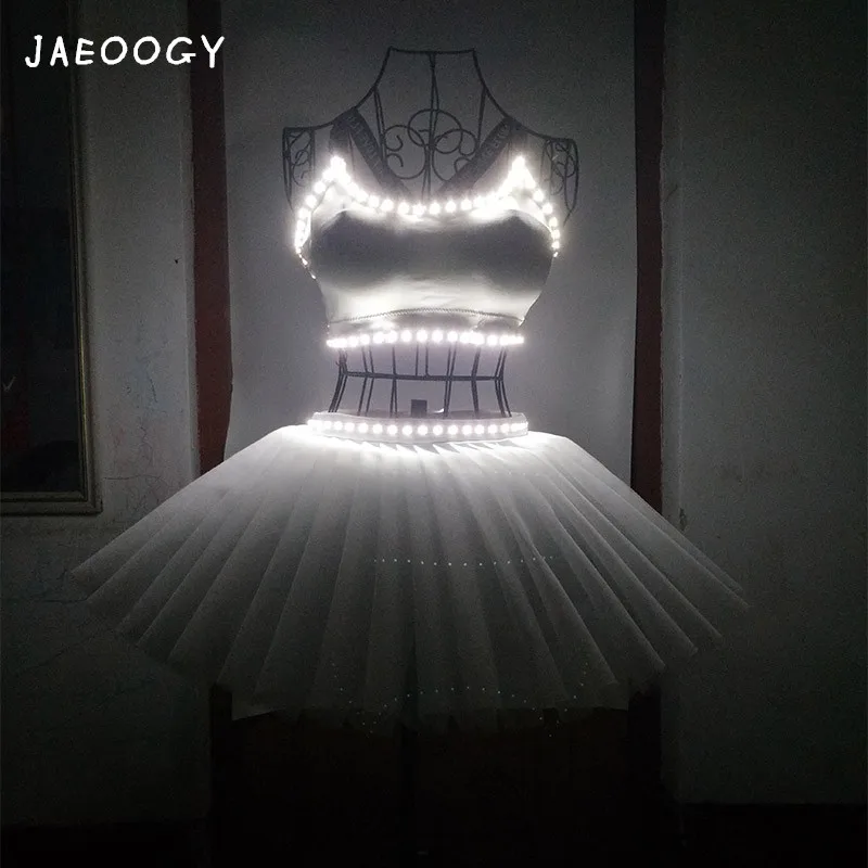 مخصص الإبداعية LED الفلورسنت الصدرية فتح شريط الرقص ملهى ليلي الباليه المرحلة التشجيع زي