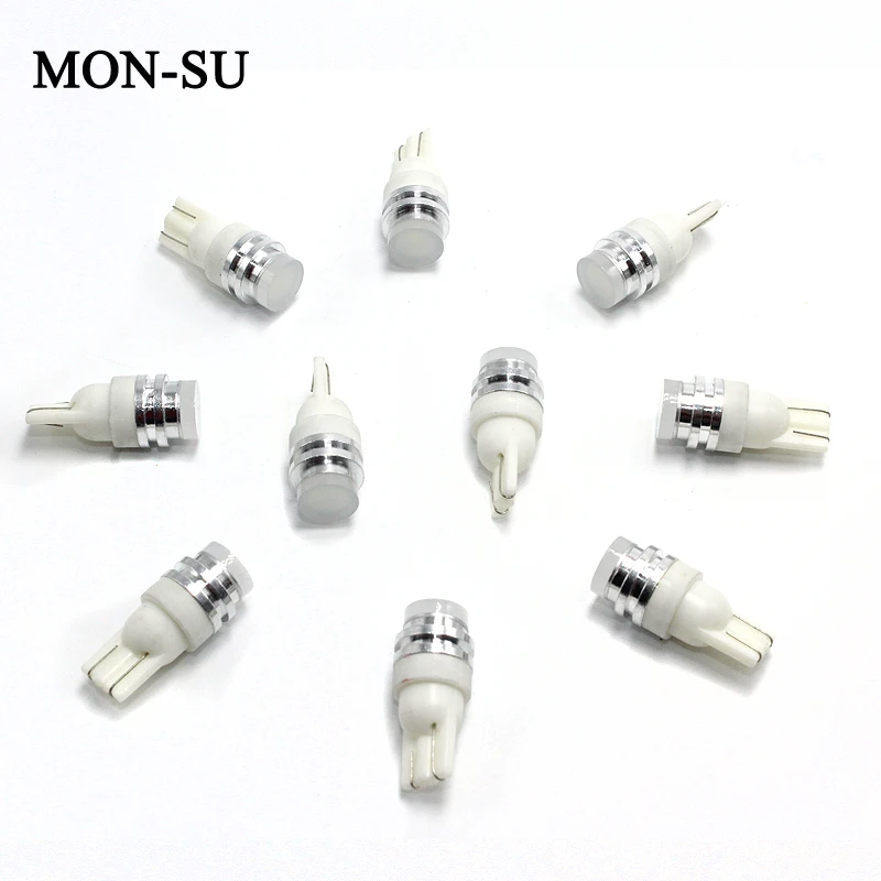 

MON-SU 10pcs T10 194 168 W5W LED COB Flood Interior Bulb Map Lamp LED Side Light Door Lamps Interior Lighting 12V White 7 Colors