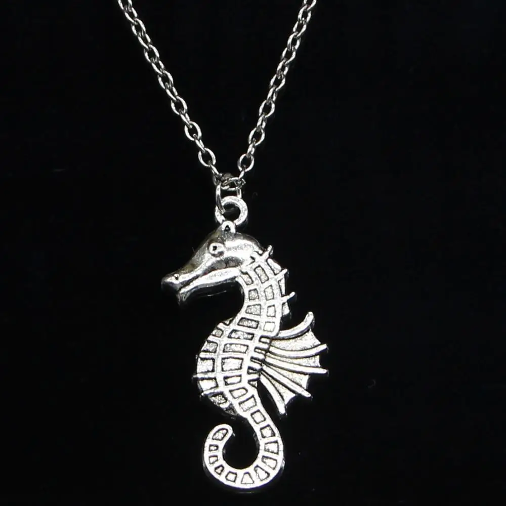 

20pcs New Fashion Necklace 38x18mm hippocampus seahorse Silver Pendants Short Long Women Men Colar Gift Jewelry Choker