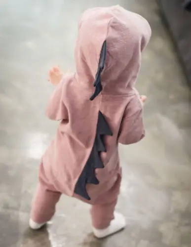 

Cute Newborn Kid Baby Boy Girl Dinosaur Hooded Romper Jumpsuit Short Sleeves Casual Cotton Infant Baby Playsuit Clothes