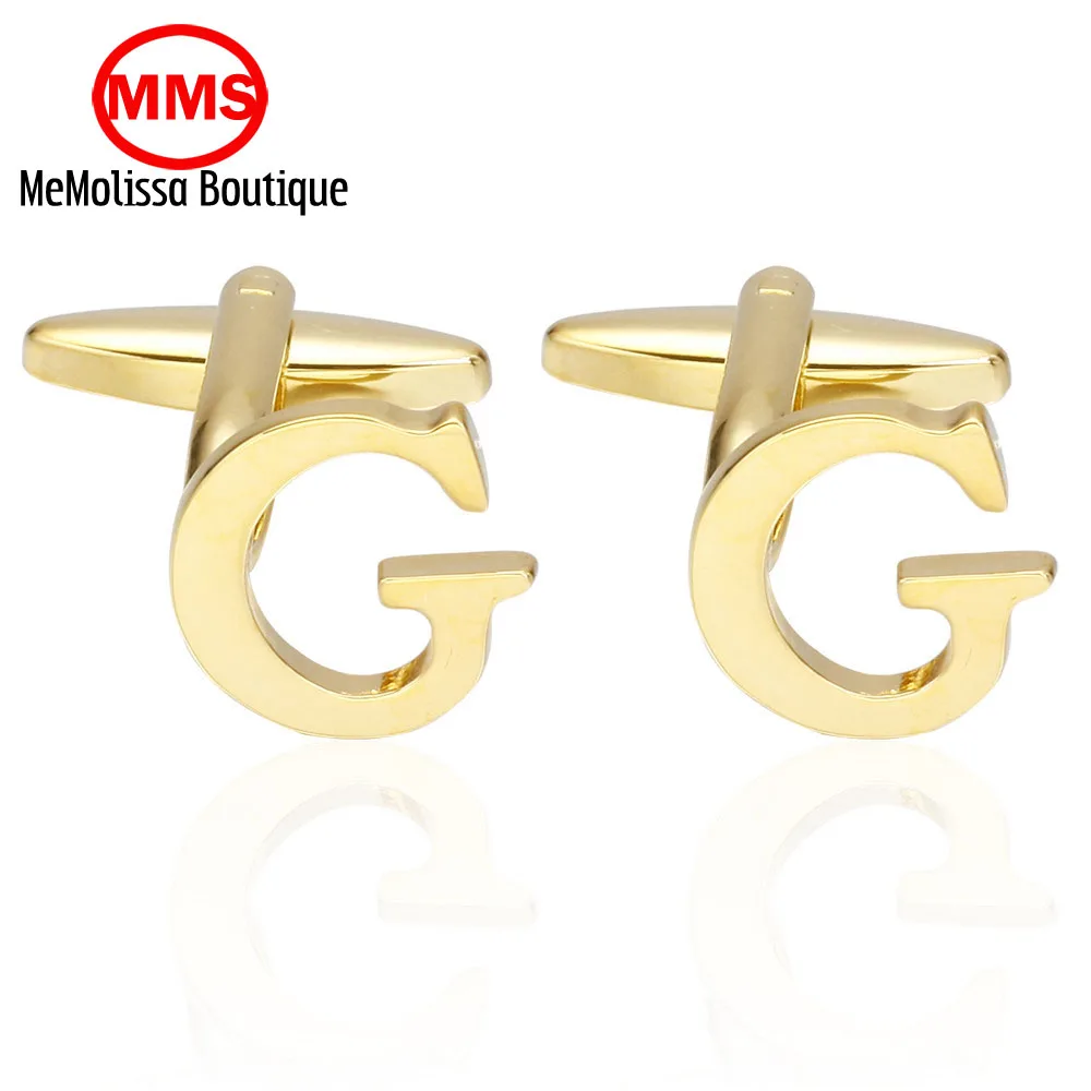 MeMolissa Wholesale Mens Cuff Links golden letter G Cuff Link CUSTOM