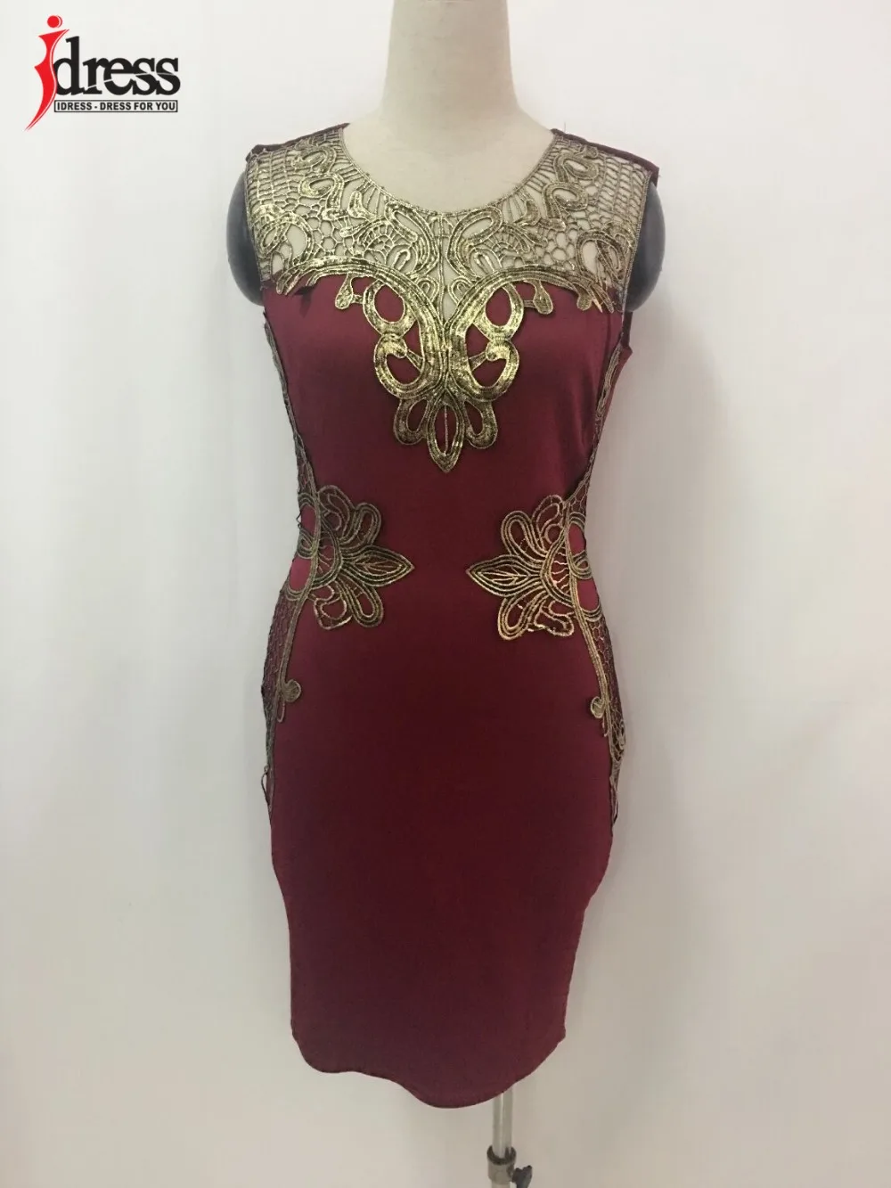 IDress Plus Size Women Clothing Bodycon Trendy Print Evening Dress for Women Golden Embroidered Dress Summer Women High Quality (7)