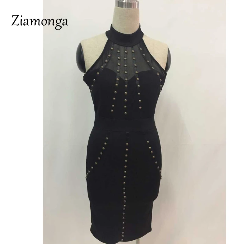 Ziamonga черный, красный летнее платье Высокое качество тонкий умеренный Мода Кружевное платье без рукавов для ночного клуба Бандажное платье s2806