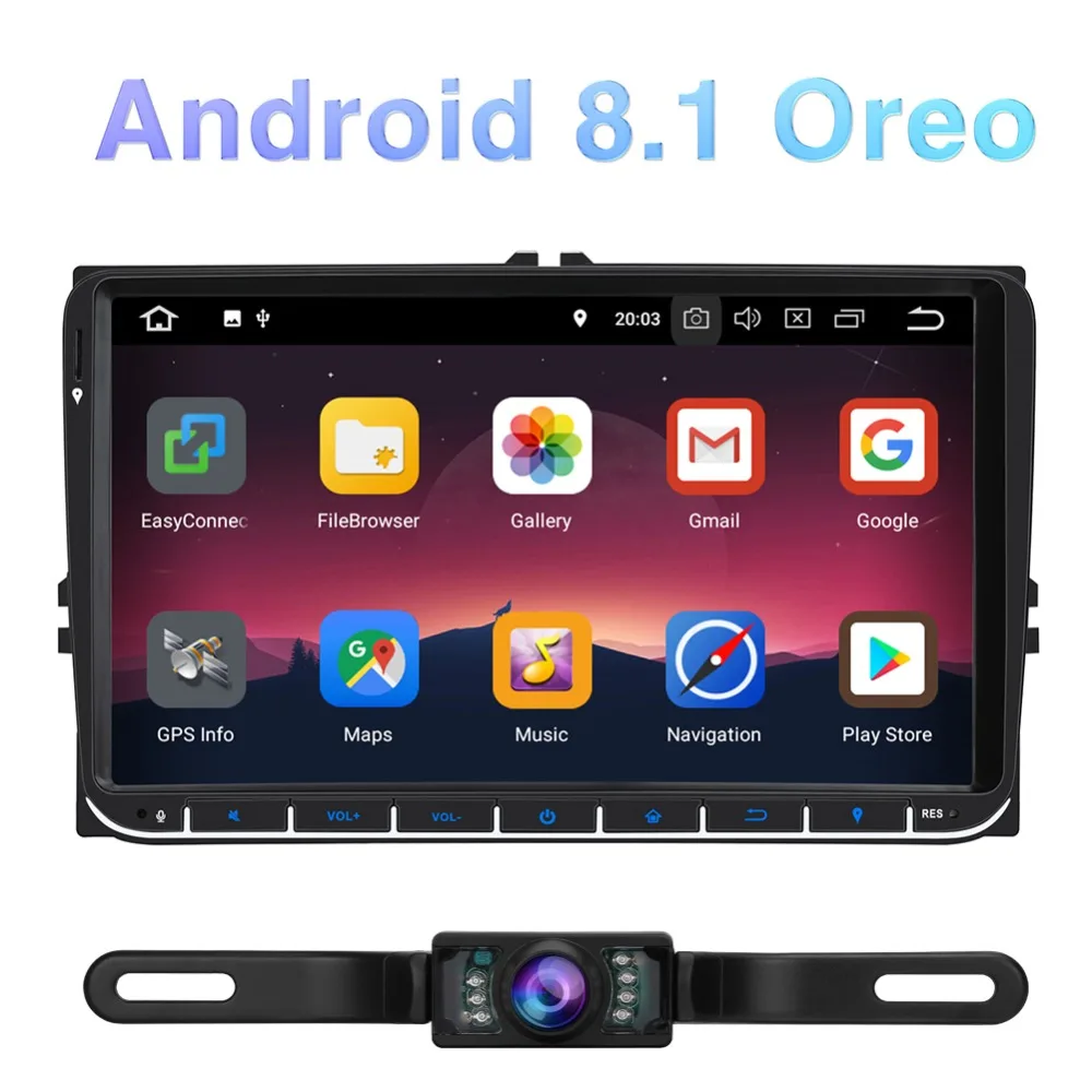Perfect Pumpkin Car Multimedia Player 2 din 9" Car Radio GPS Android 8.1 Fastboot Car Stereo No DVD Player For VW/Skoda/Golf/Volkswagen 0