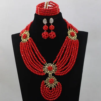 

Classical Fabulous Pepper Red Wedding Nigerian African Beads Jewelry Set Gift Party Jewelry Set for Women Free Shipping ABL656