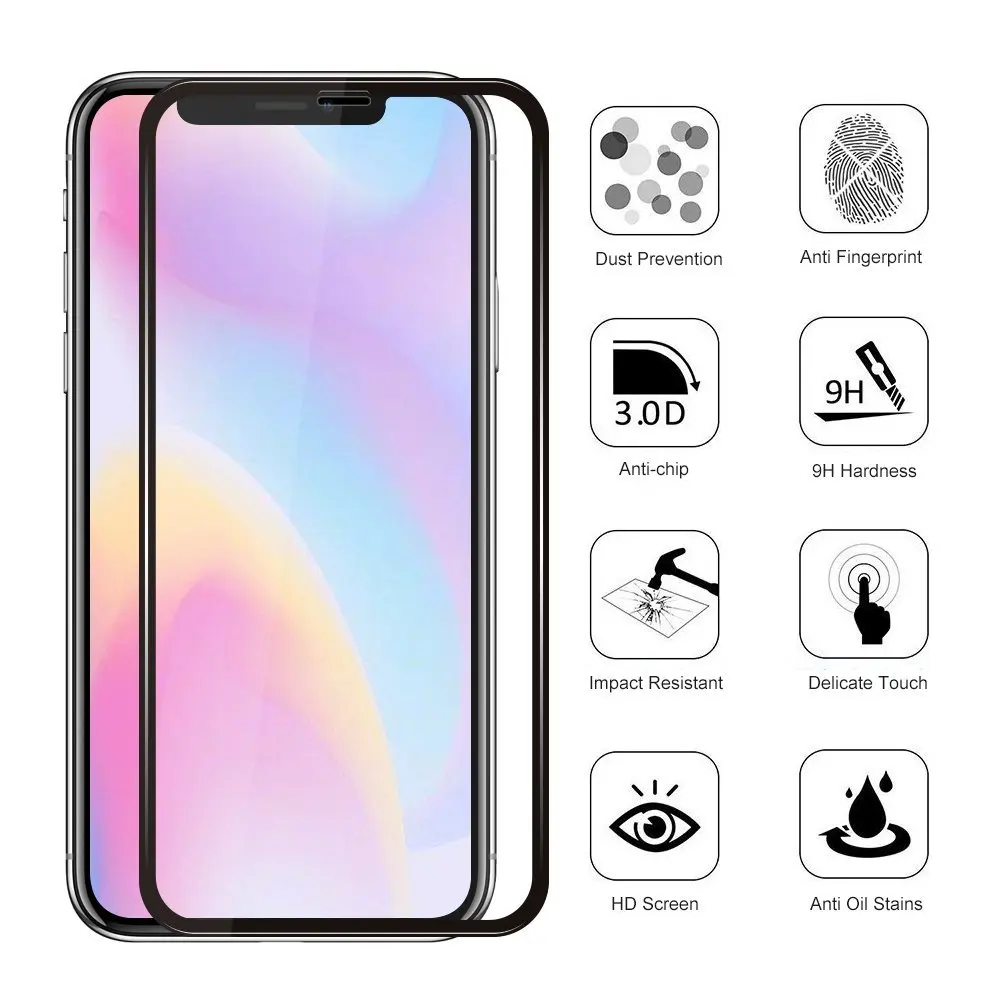 

for Apple iPhoneX dust-proof Tempered Glass Film Screen Protector Protective Full Cover for iphone X 8 8 7 6 6s plus