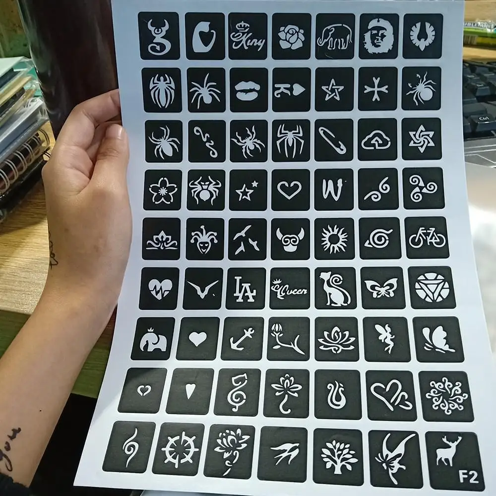 big Airbrush Tattoo Stencils For Women Kids Drawing Template Henna Tattoo Stencil For Paiting Glitter Tattoos 20sheets