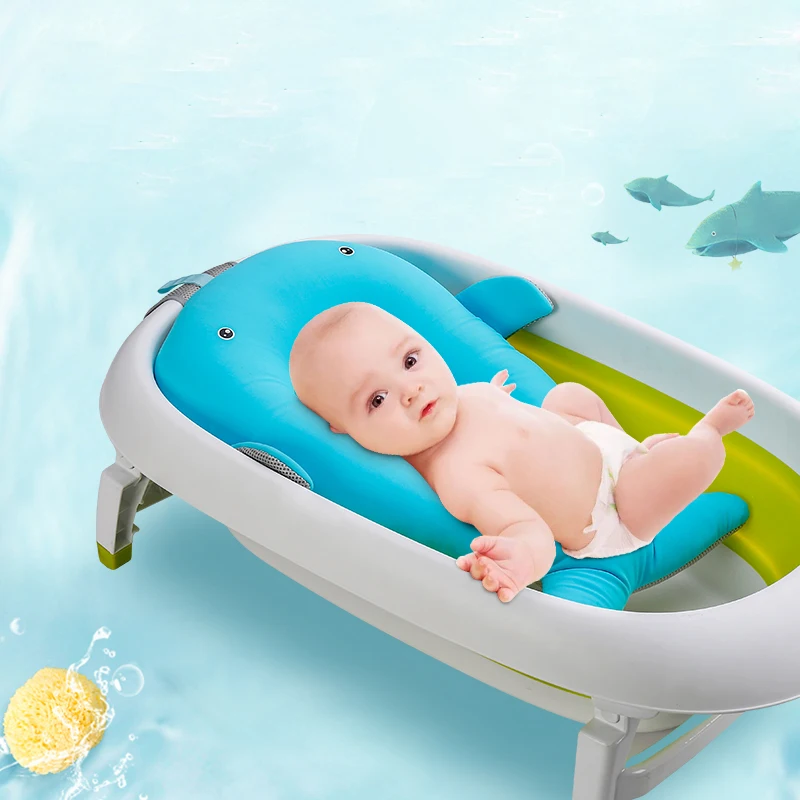 Складной коврик для купания младенцев подушка мультфильм Кит дизайн Складная Ванна коврик и стул и полка для новорожденных безопасность поддержка