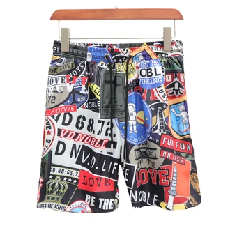 

seestern brand new arrival men shorts cartoon printed letter aircraft Astronaut crown Stars Space shuttle rocket Beach pants