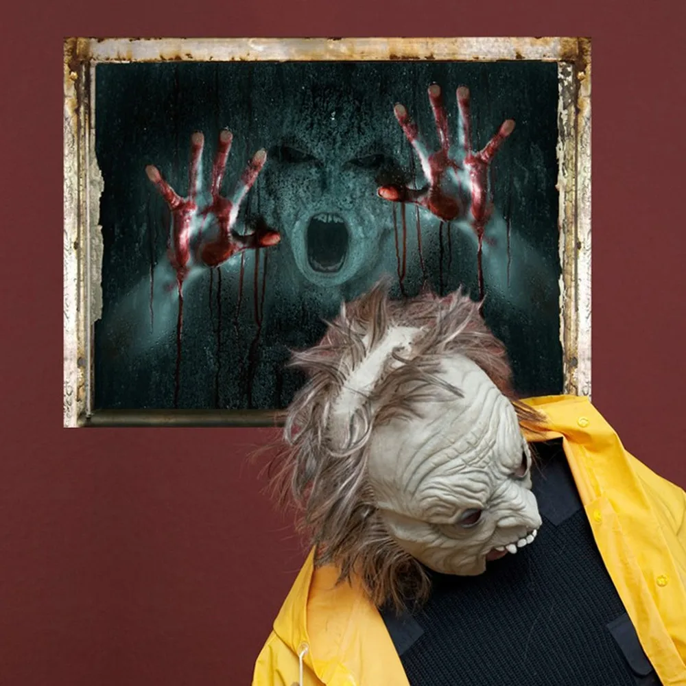 45*60 см украшения-ужастики для хеллоуина реквизит 3D кровавый призрак наклейки Съемная Наклейка на стену для Хэллоуина с привидениями домашний декор