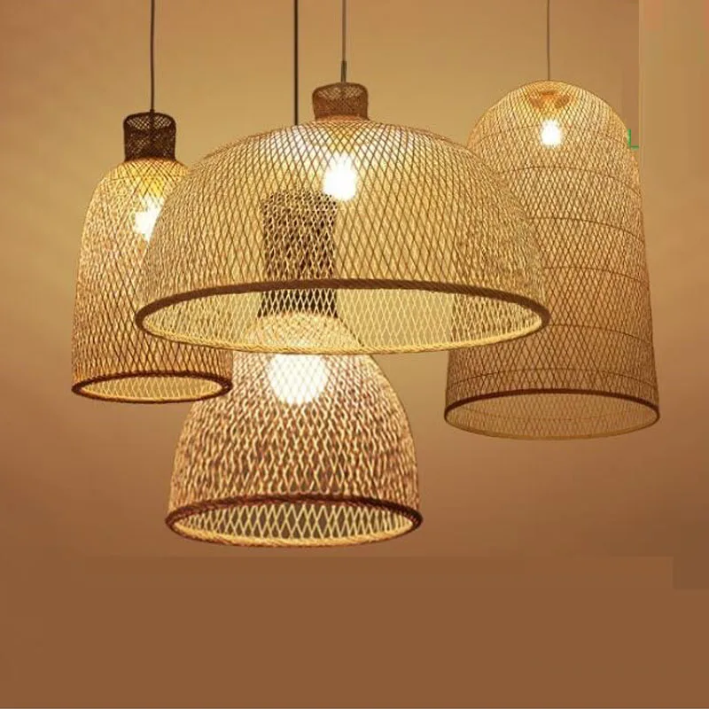 

Vintage Bamboo Art Pendant Lights Wood Wicker Chinese Pendant Lamp Suspension Home Indoor Dining Room Kitchen Fixtures Luminaire