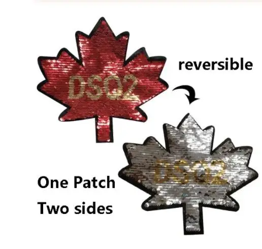 

DZSReversible DSQ2 Maple Leaves Sequined Sew on Patches for Clothes Sequins Leaf Patches Sewing DIY Decoration 2pcs/lotizes