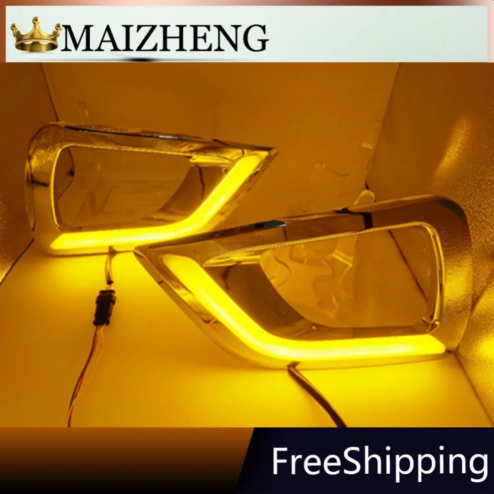 

Car Flashing LED Daytime Running Light for Nissan Navara NP300 2015 2016 drl chrome fog lamp cover driving lights car styling
