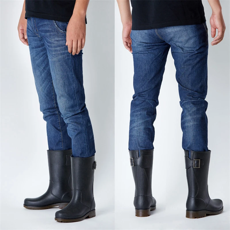 Мужские высокие резиновые сапоги с пряжками немецкая мягкая обувь для рыбалки