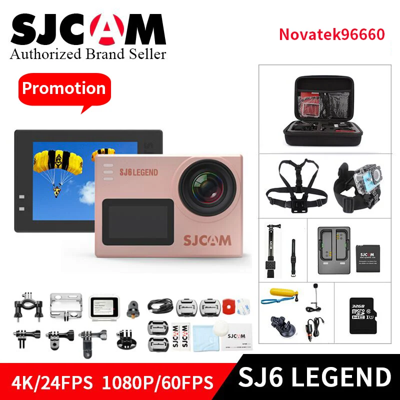Экшн-камера SJCAM SJ6 Legend Novatek96660 Gyro 4K Ultra HD, WiFi, пульт дистанционного управления, экшн-видео камера, 16 Мп, водонепроницаемая Спортивная камера