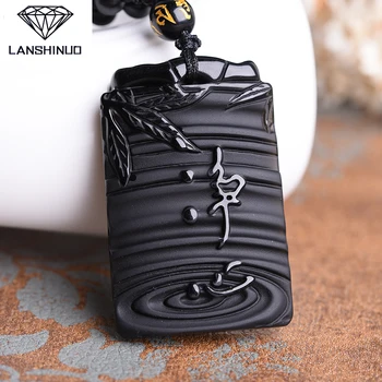 

Natural Obsidian necklace pendant jewelry counter genuine wholesale supply of male and female mind nothing Pendant Made in China
