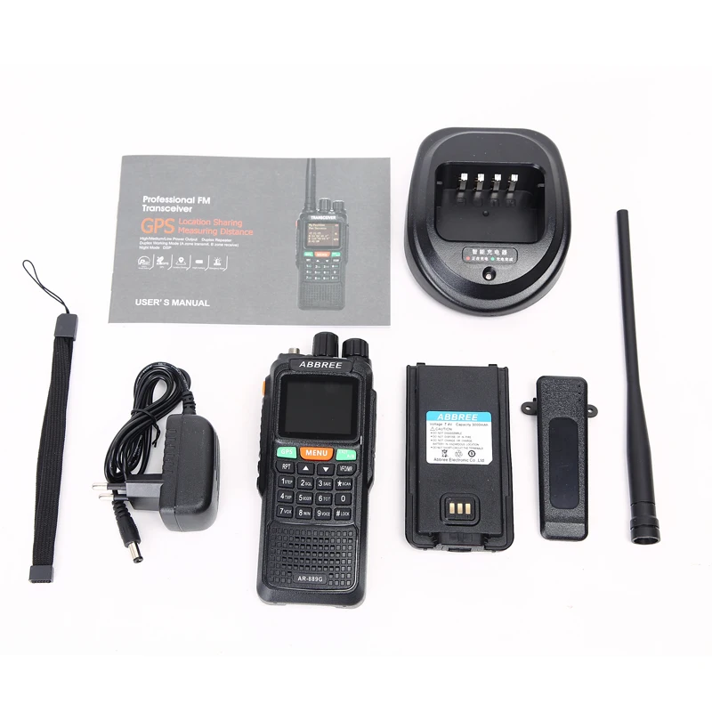 ABBREE AR-889G GPS 10W Walkie Talkie VHF UHF Radio HF Transceiver + USB Cable NEW
