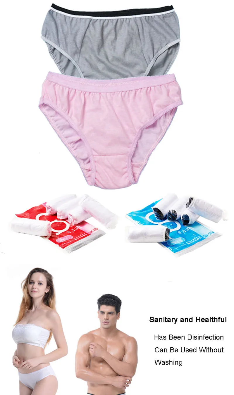 5 pcs Disposable Panties 100% Cotton Breathable Comfortable Modal Women Men Underwears Sports Travel Health Lingerie 10