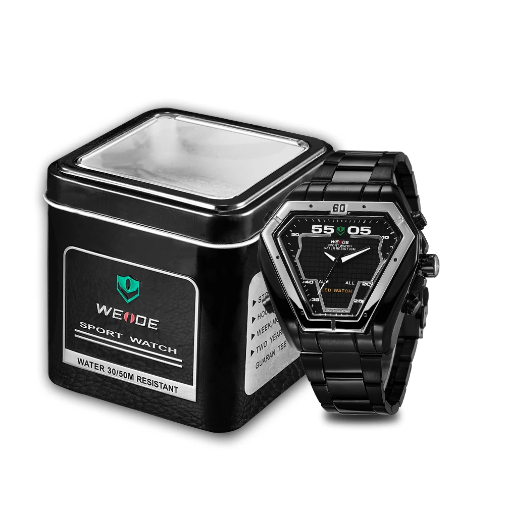 WEIDE топ бренд для мужчин Спорт аналоговый цифровой светодиодный двойной дисплей