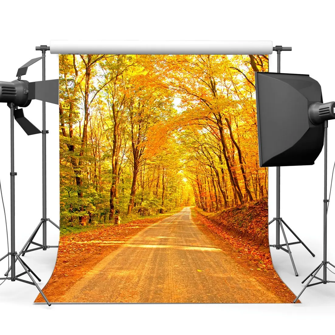 Autumn Backdrop Jungle Forest Backdrops Rustic Dirt Road Highway Golden Leaves Nature Photography Background | Электроника