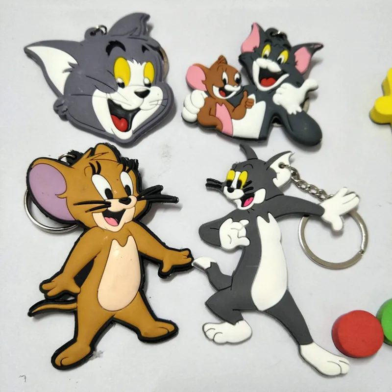 

Anime Tom and Jerry keychain PVC key chain cat mice cute fun cartoon personalized pendant jewelry accessories portachiavi donna