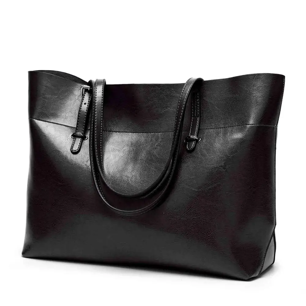 Роскошные Брендовые женские кожаные сумки, Большая вместительная сумка-тоут, женские сумки на плечо для женщин, дизайнерская сумка bolsa feminina WBS546 - Цвет: Black