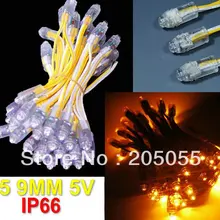 50 шт./строка F5 9 мм Диффузионные punctiform карандаш одноцветный светодиодный пиксель куртка одноцветная 5 V Водонепроницаемый жгута проводов реклама-желтый