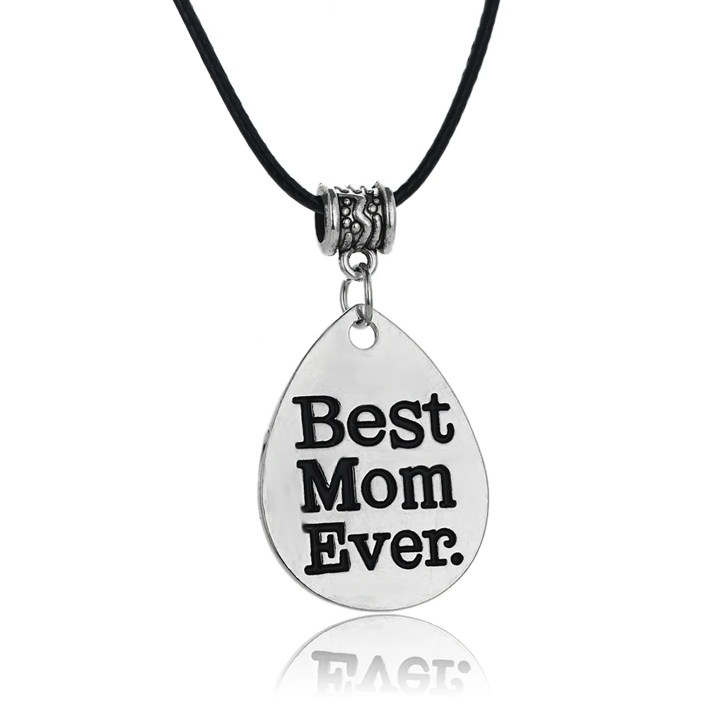 Best Mom Ever Leather Pendant Chain Necklace Jewelry Family Gifts For